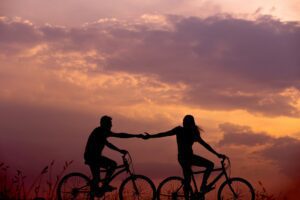 Couple biking
